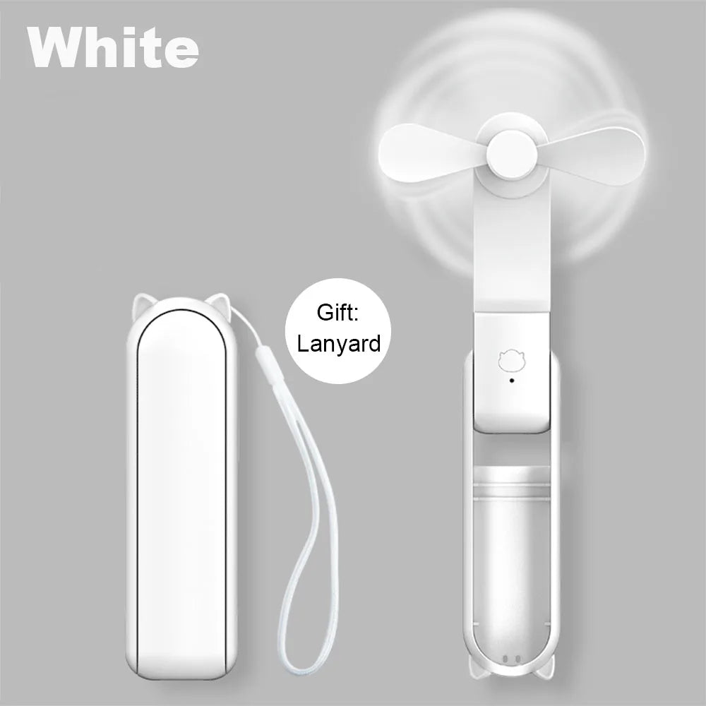 Ventilateur portable 2000 mAh USB rechargeable 3 vitesses mini ventilateur pliable tenu dans la main petit ventilateur de voyage de poche avec batterie externe pratique