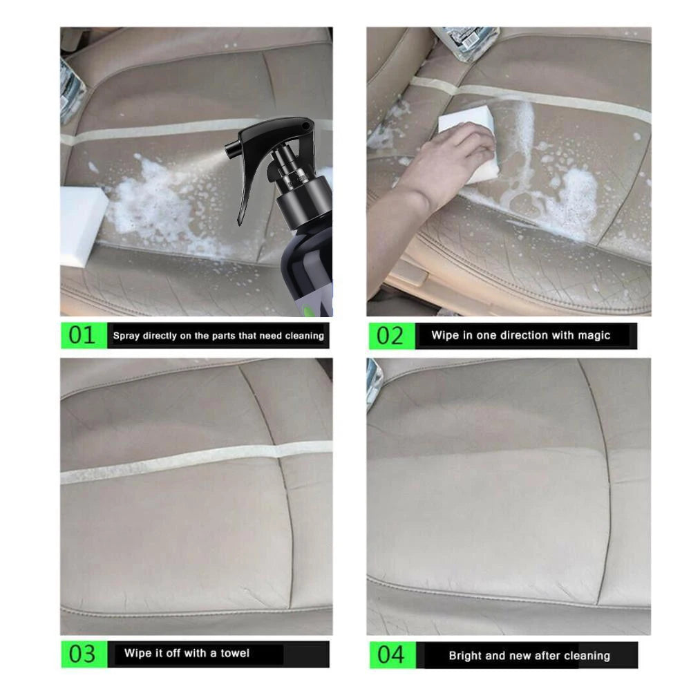 Agent de nettoyage intérieur de voiture, nettoyeur de plafond, cuir, flanelle, tissu tissé, sans eau, outil de nettoyage de tableau de bord automobile polyvalent HGKJ S21