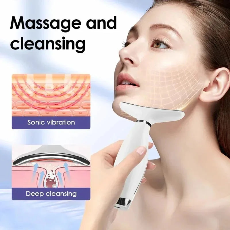 Masseur facial et du cou LED pour usage domestique, 7 couleurs de luminothérapie, 7 modes, 3 niveaux de vibration, lifting du visage, anti-rides, instrument de beauté