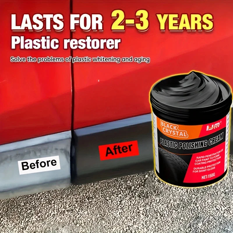 Pâte de réparation pour plastique et caoutchouc, 150g, vernis cristal noir pour rayures de voiture, brillance des pneus et renouvellement intérieur, Anti-âge et décoloration