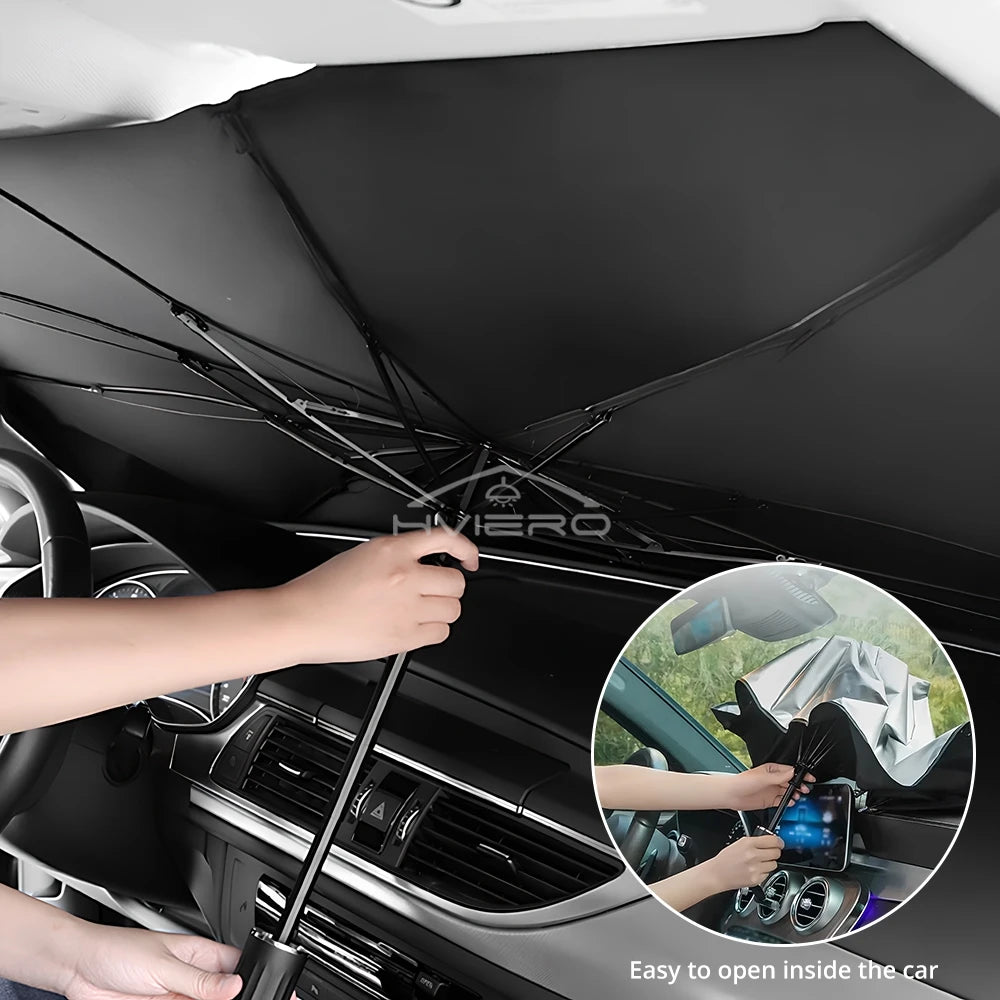 Pare-soleil pliable pour pare-brise de voiture, pare-soleil de voiture, protection intérieure, parasol automatique, couvertures avant de parapluie, pièces d'accessoires polyvalents