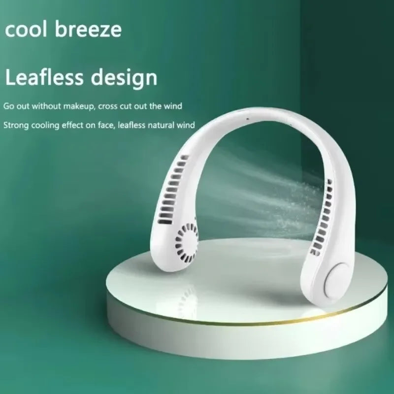 Ventilateur de cou mains libres, portable, rechargeable par USB, sans pales, silencieux, pour les voyages d'été, 3 vitesses, mini, longue autonomie