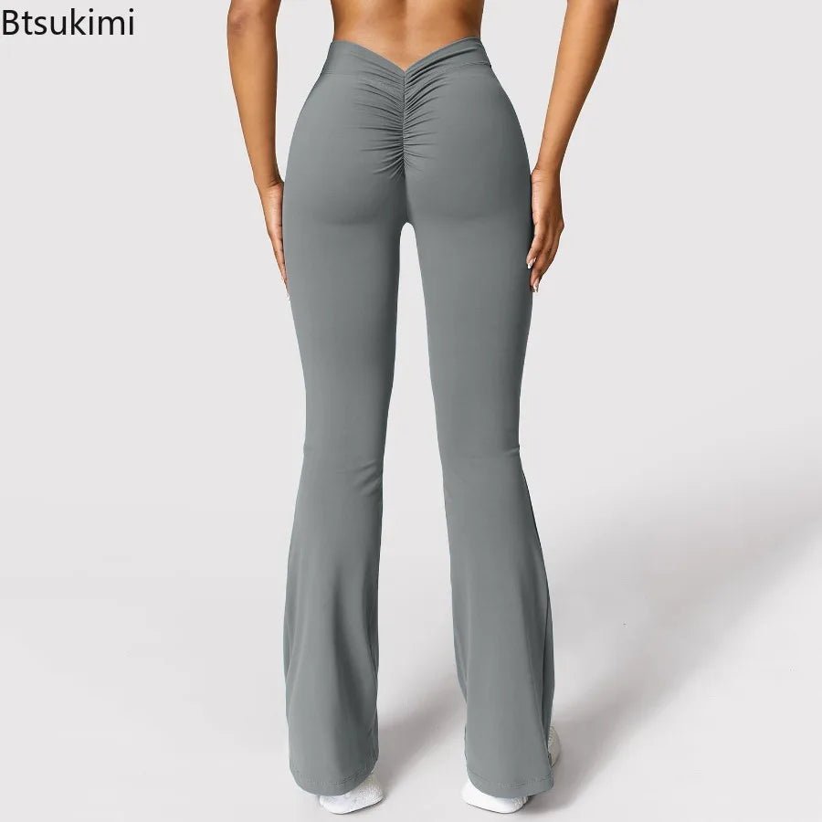 Nouveau Legging Évasé Femme Tendance, Pantalon de Yoga Taille Haute à Coupe V, Pantalon Large Décontracté pour Femme, Idéal Sport et Gym