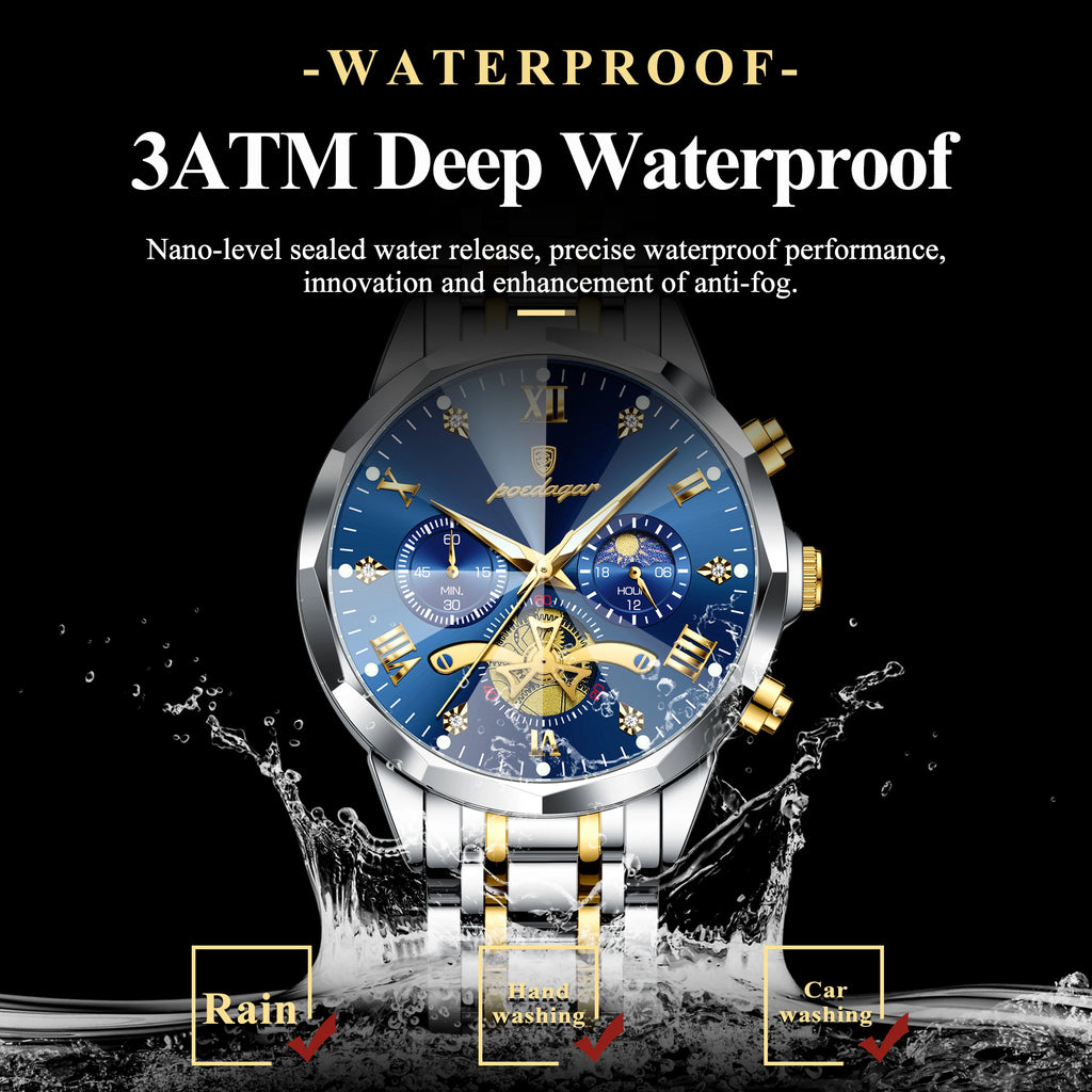 POEDAGAR luxe hommes montre haut Original étanche lumineux chronographe homme montre-bracelet en acier inoxydable Quartz hommes montres Reloj