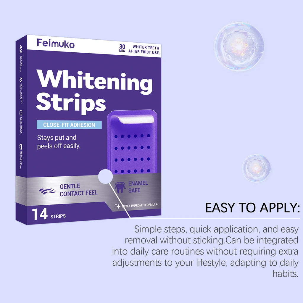 Bandes blanchissantes violettes pour les dents – Hygiène buccale, haleine fraîche mentholée, éclaircissement des dents, soin buccal durable, patchs blanchissants pour les dents