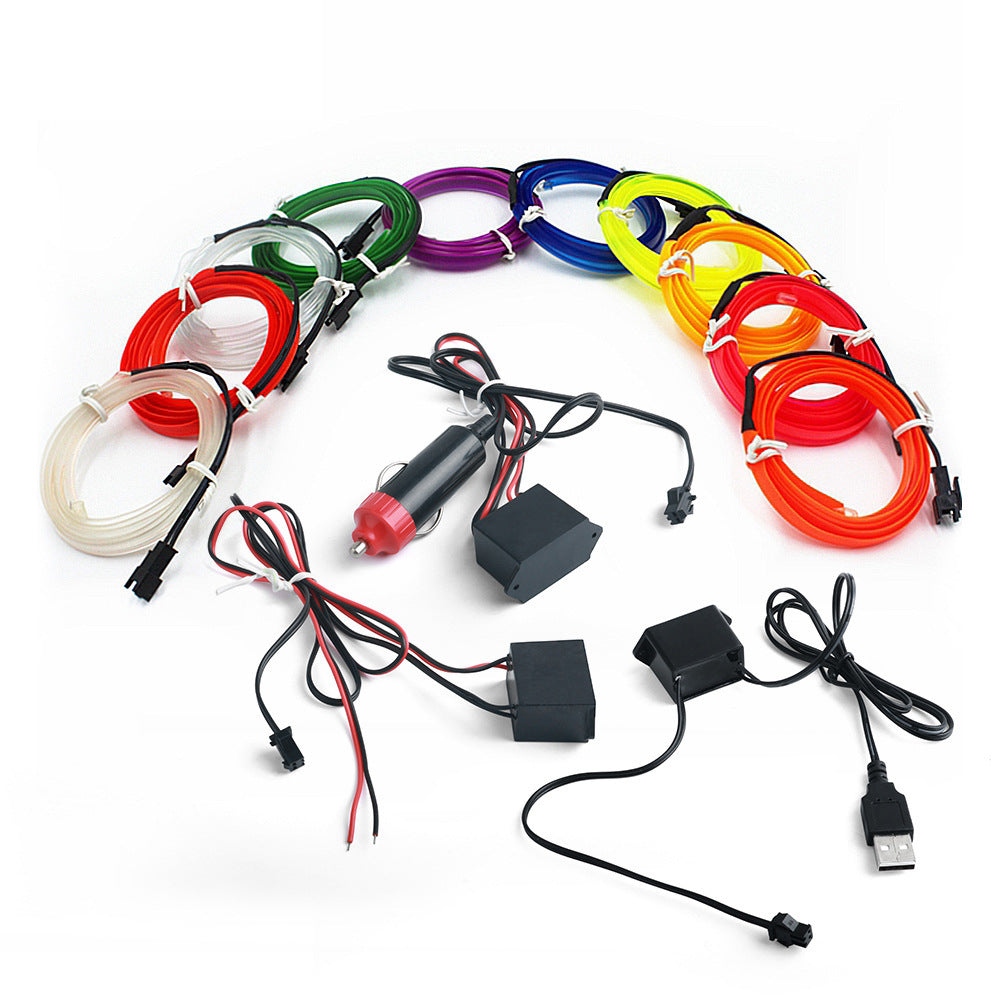 Bande lumineuse LED pour intérieur de voiture, néon, câblage EL, lampe décorative pour auto, bricolage, lumière ambiante flexible, USB, escales de fête, diode, 5m
