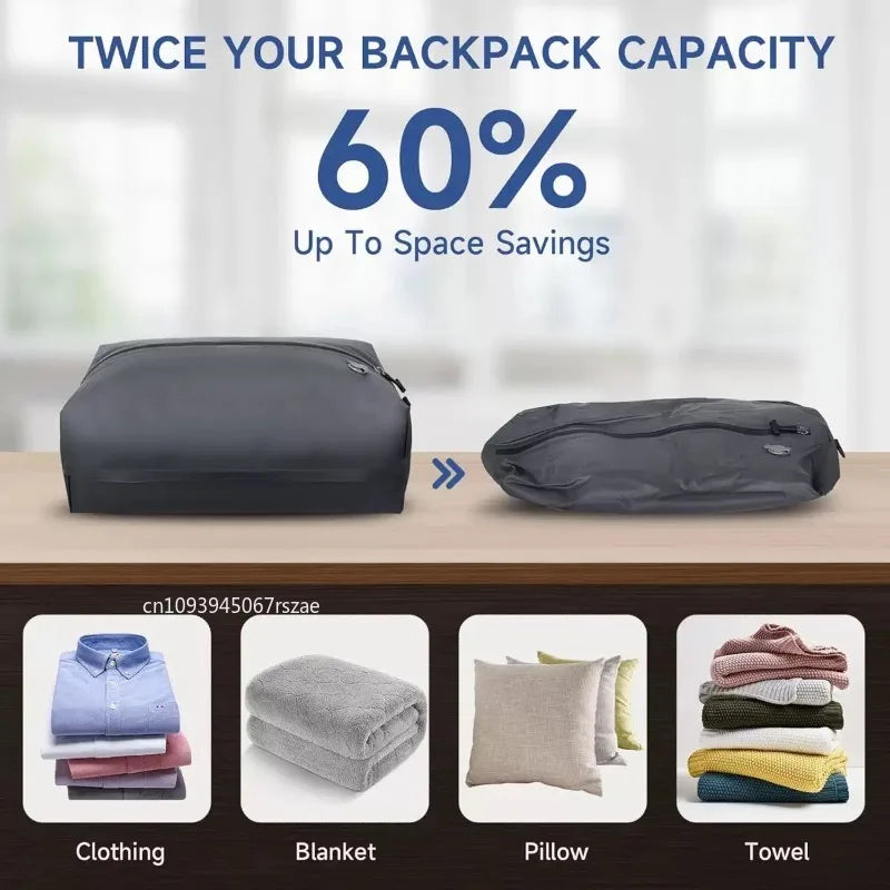 Sac de compression sous vide pour bagages de 17 L, réutilisable, imperméable, anti-poussière, économise 60 % d'espace, sac de voyage sous vide, sacs de rangement