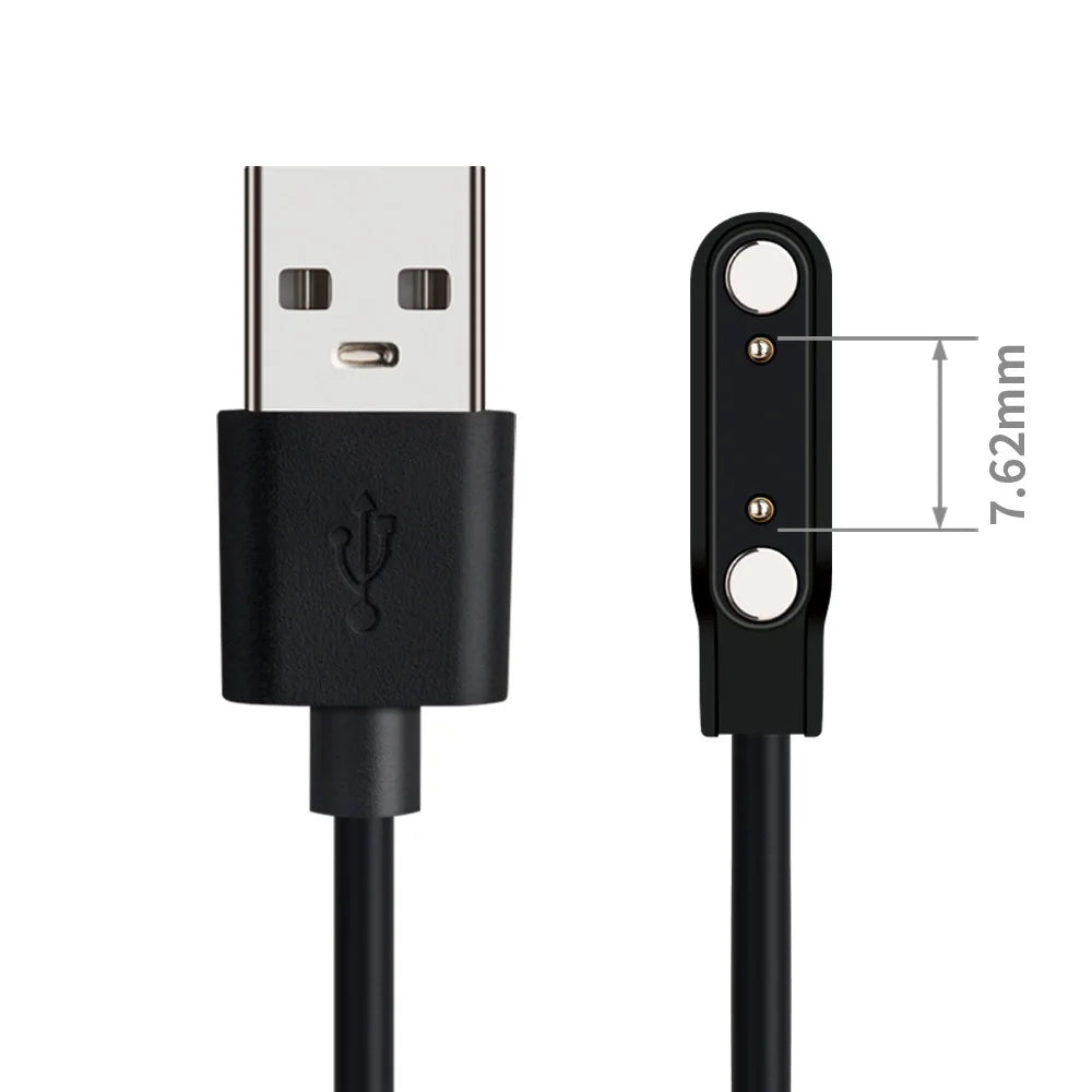Câble de Charge magnétique puissant universel, 2 broches, 4mm, 7.62mm, 4 broches, cordon de ligne de Charge USB, noir et blanc pour montres intelligentes