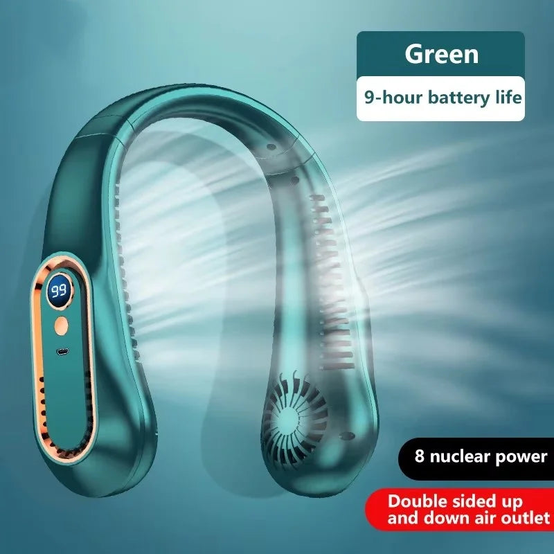 Ventilateur électrique suspendu au cou, 8000mAh, Portable, sans lame, Mini refroidisseur d'air rechargeable, silencieux, affichage numérique LED, pour l'extérieur