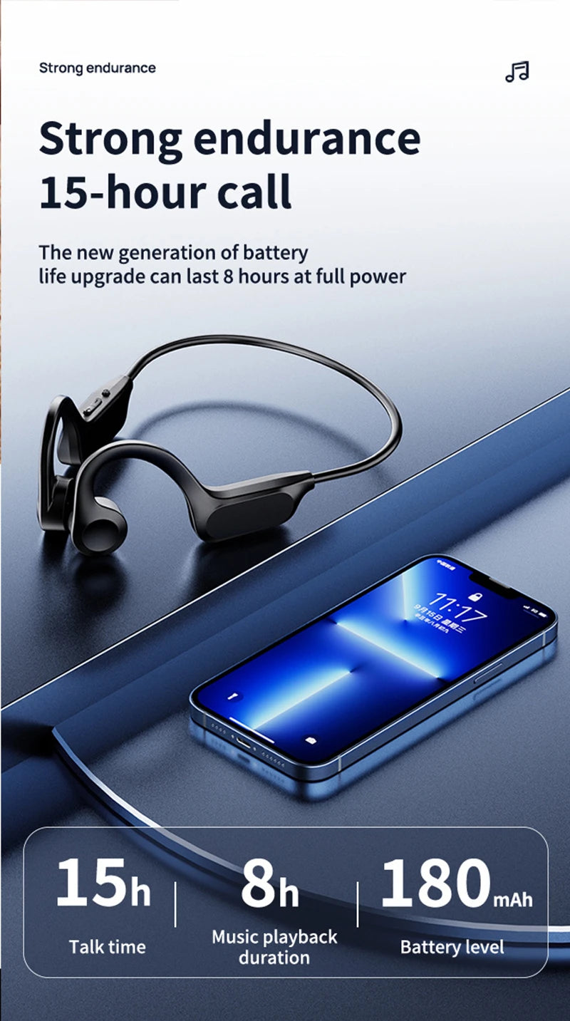 Écouteurs sans fil à Conduction osseuse, oreillettes de Sport, de natation, compatibles Bluetooth, mains libres, avec micro, pour la course à pied, X7