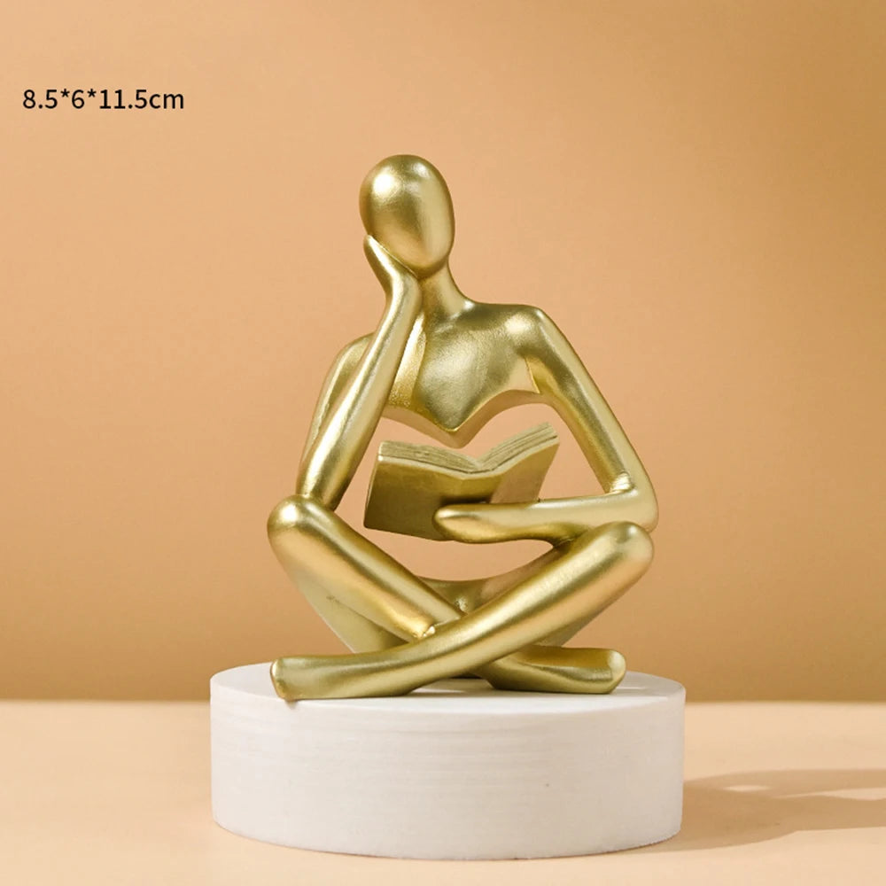 Décor d'étagère, décoration de maison, personne qui pensée, Sculpture de penseur abstrait, Statue en résine, décoration de lecture moderne