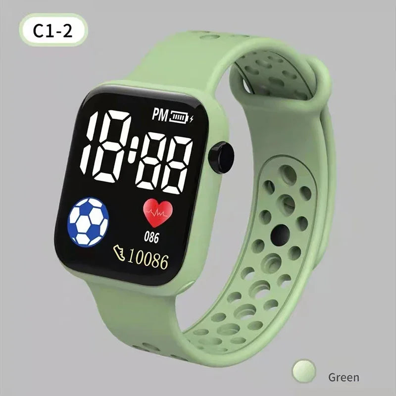 Nouvelle montre numérique LED pour enfants, garçons et filles, montres de sport de football, montre numérique en silicone, montre-bracelet électronique décontractée pour enfants