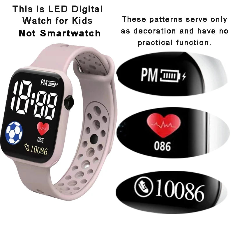 Nouvelle montre numérique LED pour enfants, garçons et filles, montres de sport de football, montre numérique en silicone, montre-bracelet électronique décontractée pour enfants