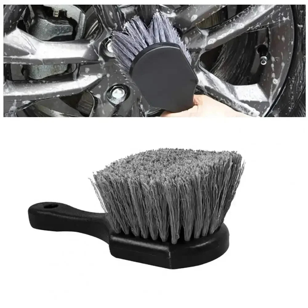 Brosse de nettoyage de roues de voiture, brosse de détail, poignée courte, brosse de lavage de jantes de pneus, nettoyage de véhicules, ensemble d'accessoires d'entretien pour l'automobile