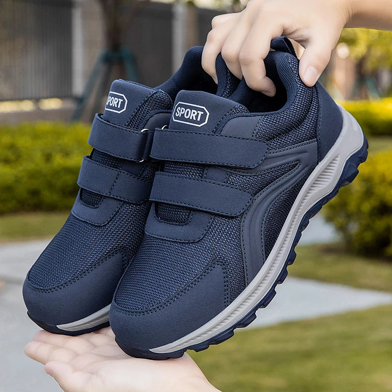 Chaussures pour diabétiques pour hommes, chaussures de marche confortables pour personnes âgées, pieds gonflés, orthopédiques réglables, Double sangle, baskets à crochet et boucle