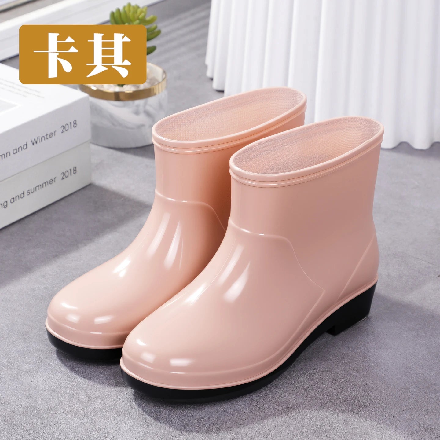 Nouvelles chaussures aquatiques confortables, élégantes, polyvalentes, courtes et à coupe basse, chaussures de pluie de style occidental, bottes de pluie décontractées, chaudes.