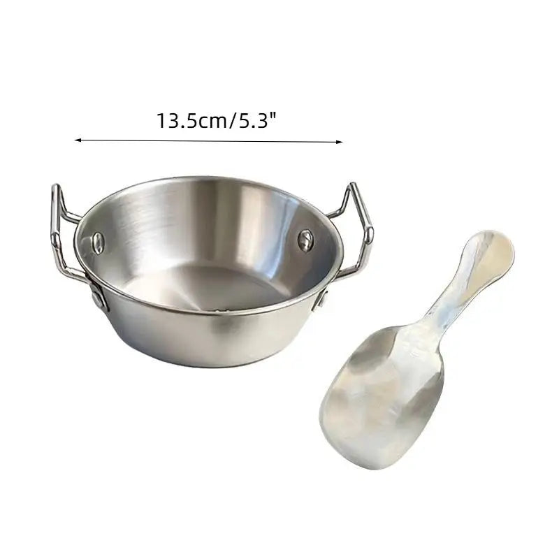 Bol de Cuisine domestique en acier inoxydable avec poignée, bols à riz et à vin, plat à Sauce, service alimentaire, vaisselle de cuisine
