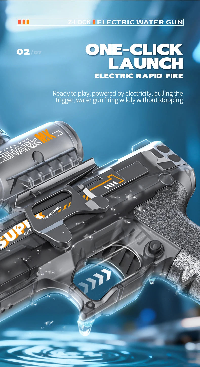 Pistolet à eau électrique avec simulation de tir et de recul, jouet pour enfants, pistolet à eau automatique avec capteur lumineux, jouet d'été pour la plage et les activités de plein air