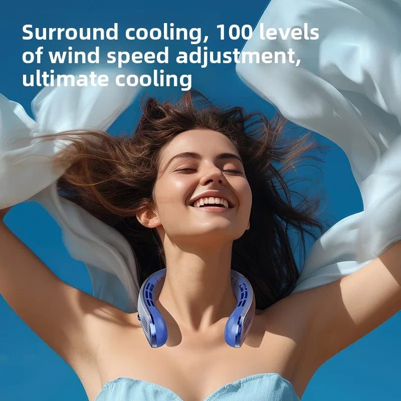 Ventilateur électrique suspendu au cou, 8000mAh, Portable, sans lame, Mini refroidisseur d'air rechargeable, silencieux, affichage numérique LED, pour l'extérieur