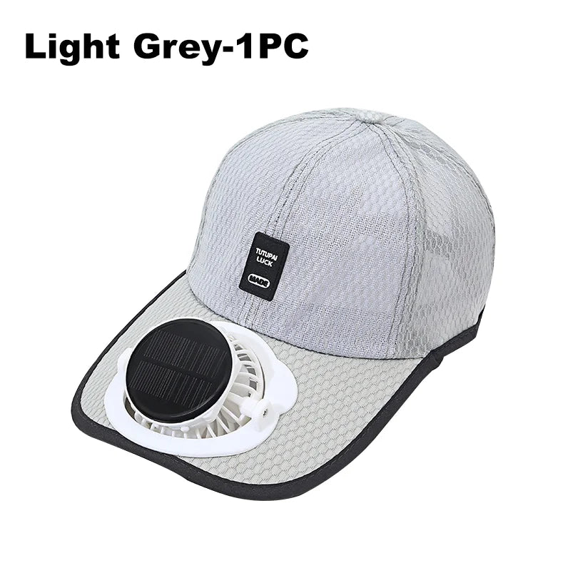 Casquette de baseball respirante avec ventilateur solaire rechargeable par USB, anti-UV, pour la randonnée, la pêche, les sports de plein air, cadeau pour la fête des pères