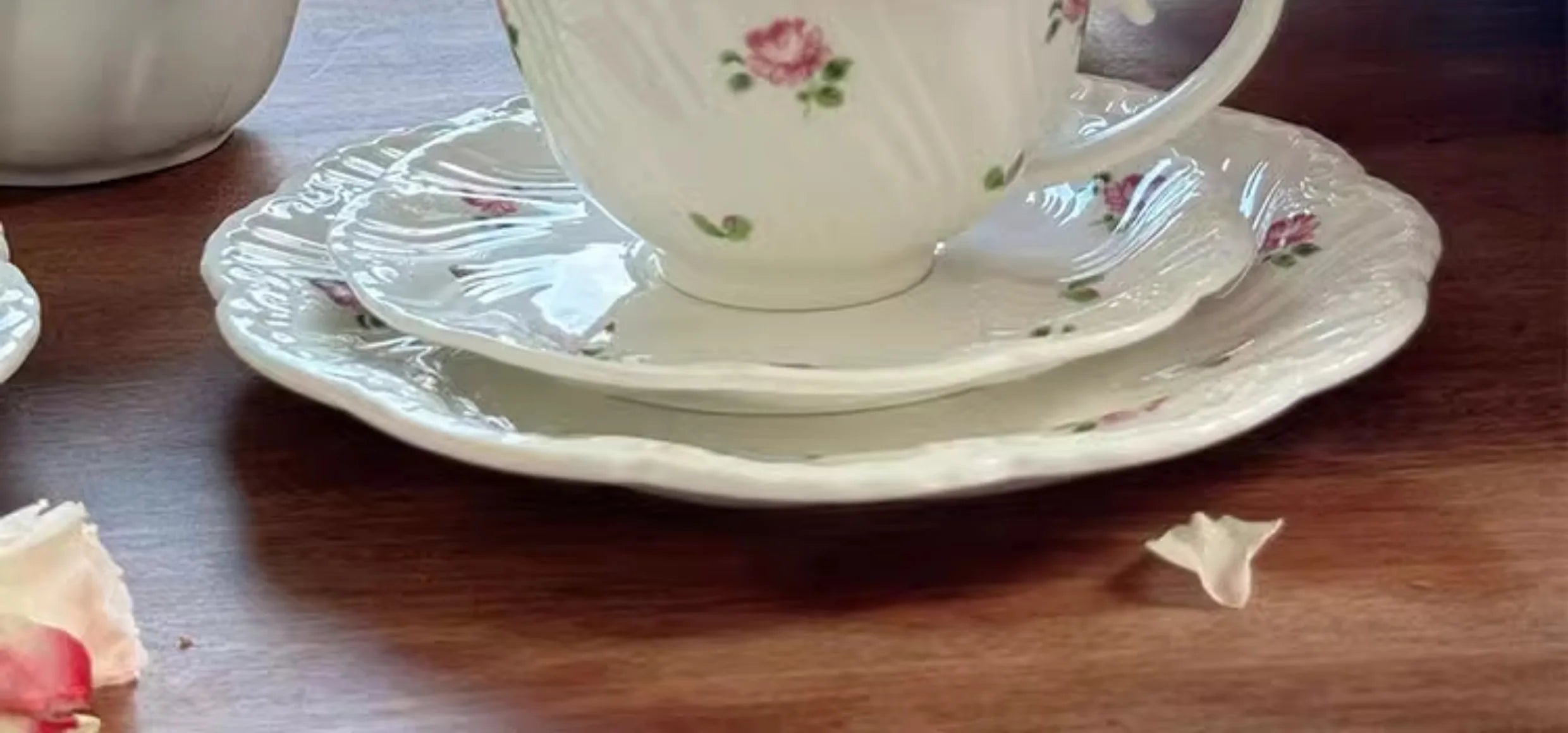 Ensemble d'assiettes en céramique vintage rose, tasse à café, beau, britannique, fournitures de cuisine, dessert, thé, cadeau
