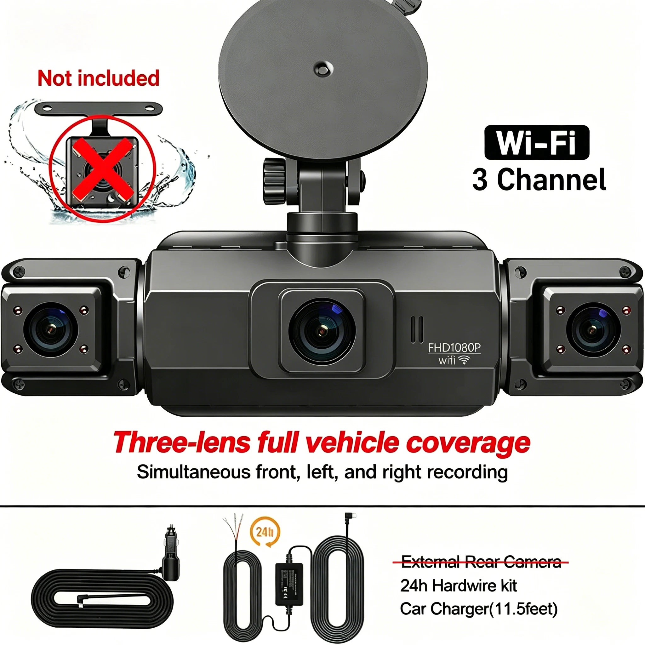 Dashcam 4 canaux wifi voiture dvr caméras de tableau de bord pour voiture mode de stationnement de boîte arrière 24h intérieur avant et arrière 360 dash cam