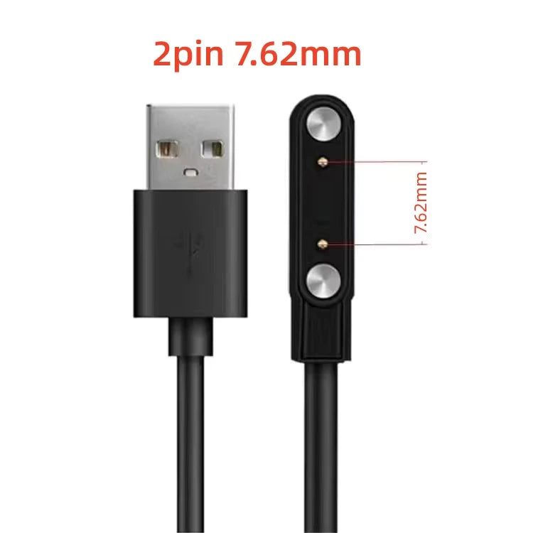 Câble de Charge magnétique puissant universel, 2 broches, 4mm, 7.62mm, 4 broches, cordon de ligne de Charge USB, noir et blanc pour montres intelligentes