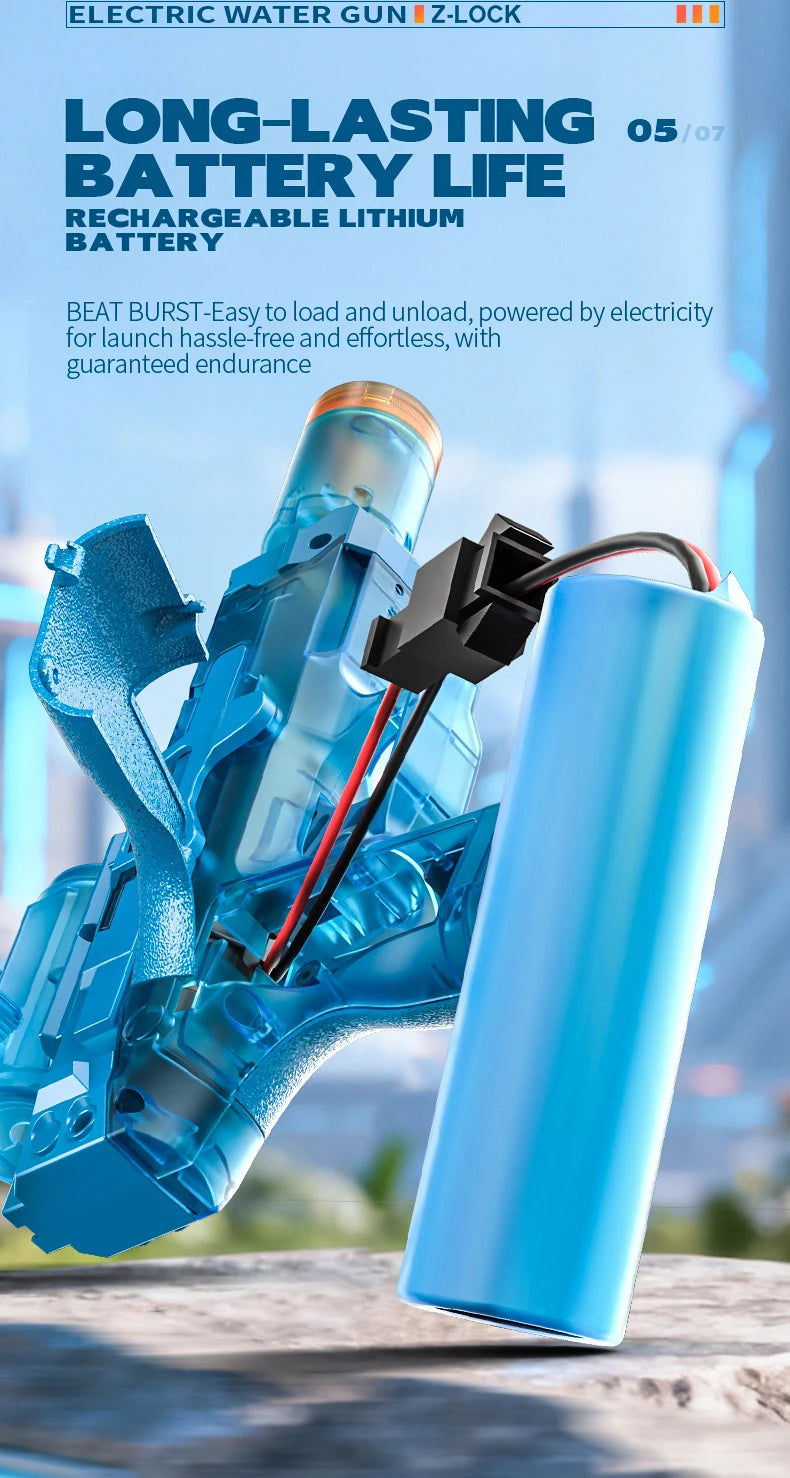 Pistolet à eau électrique avec simulation de tir et de recul, jouet pour enfants, pistolet à eau automatique avec capteur lumineux, jouet d'été pour la plage et les activités de plein air