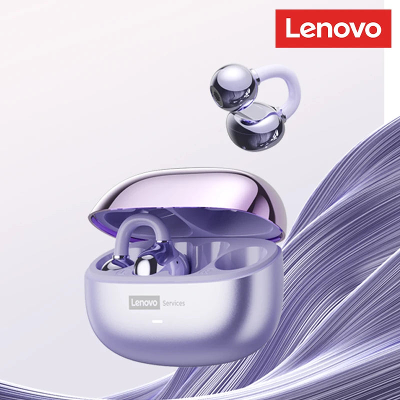 Casque sans fil Bluetooth 6.0 Lenovo LE302, longue durée de vie de la batterie, écouteurs sportifs à clip d'oreille, écouteurs stéréo HIFI à réduction de bruit
