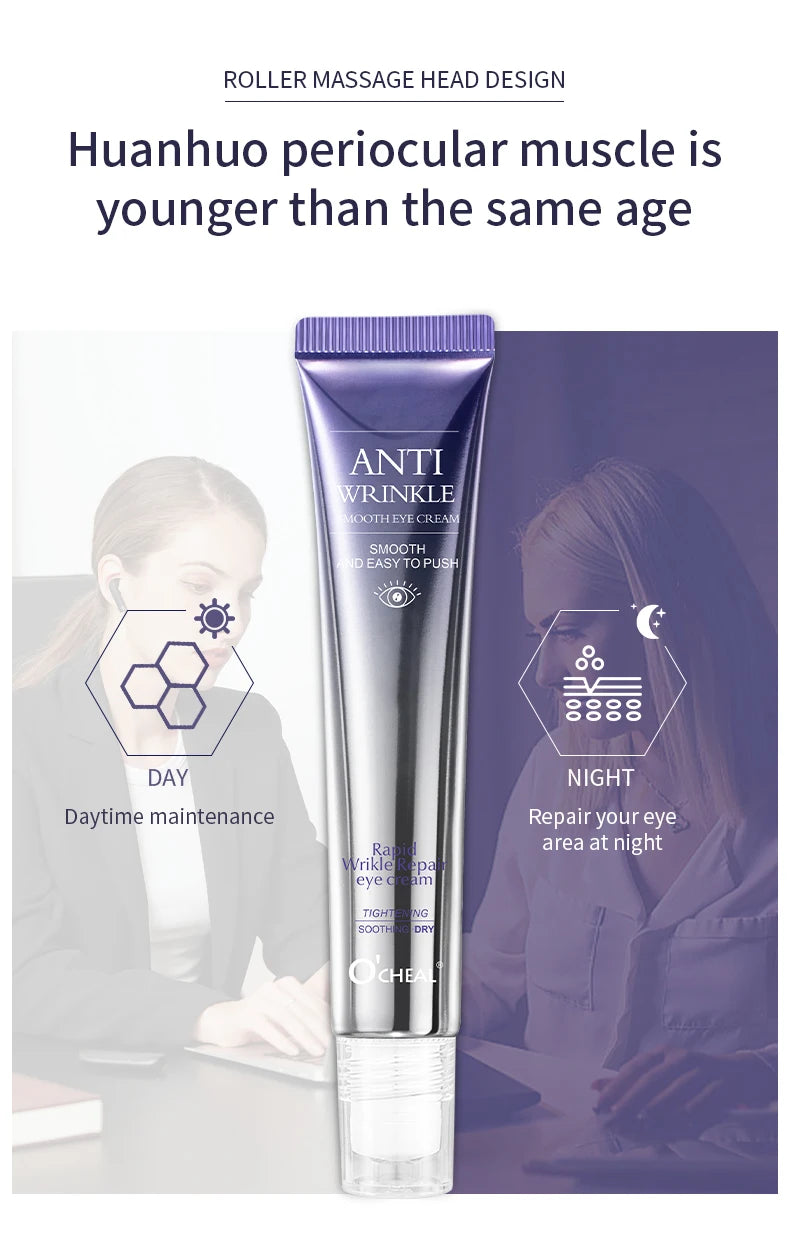 O'CHEAL Anti-rides Anti cernes crème pour les yeux rouleau masseur hydratant sacs pour les yeux Anti-âge acide hyaluronique soins de la peau des yeux