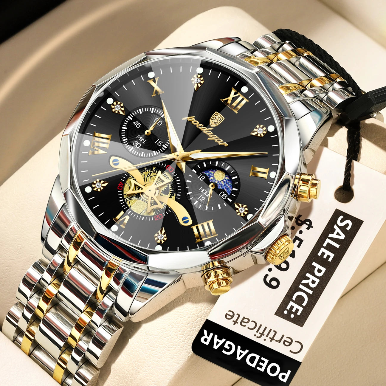 POEDAGAR luxe hommes montre haut Original étanche lumineux chronographe homme montre-bracelet en acier inoxydable Quartz hommes montres Reloj